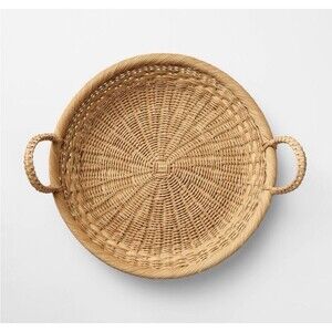 Threshold Studio McGee Round Basket 18” Handwoven Tray Dual Handles Decorative